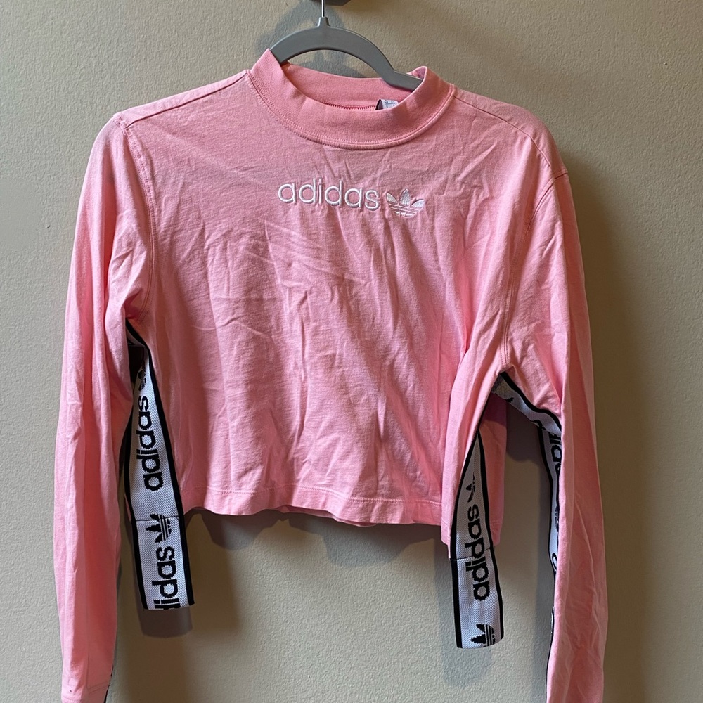 Light pink adidas cropped long sleeve
